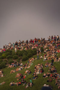 High angle view of townscape against clear sky