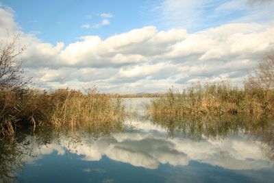 Scenic view of lake against sky