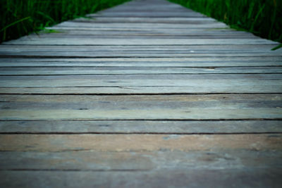 Surface level of wooden boardwalk
