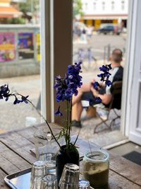 View of flower in glass vase on table