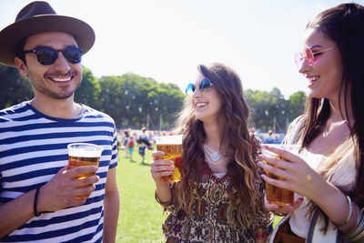 Group of people at party during sunny day