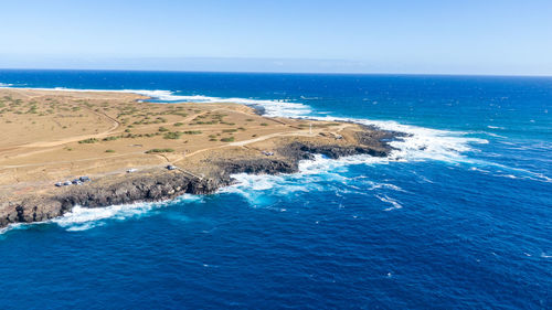 Scenic view of sea against clear sky