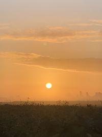Scenic view of field against sky during sunset