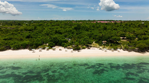 Tropical sandy beach and blue sea. bantayan island, philippines.