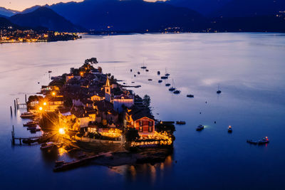 High angle view of boats in sea