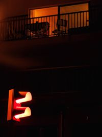 Close-up of railing at night