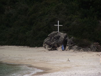 View of cross on field