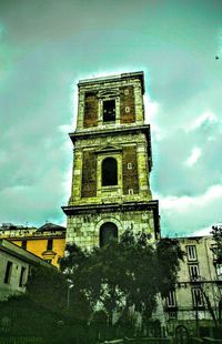 Low angle view of tower against sky