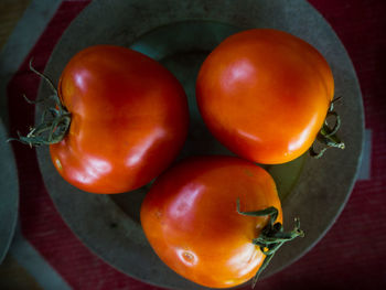 High angle view of tomatoes on table