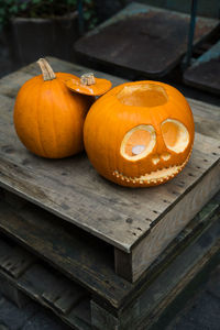 Close-up of pumpkin on table