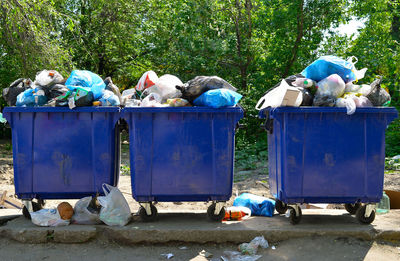 Garbage cans in park