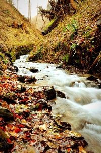 Close-up of water flowing in river