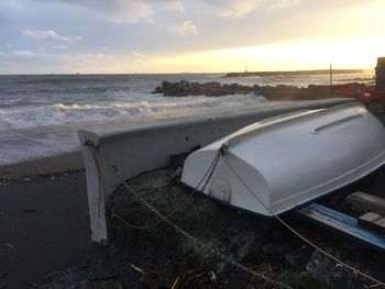 Scenic view of sea against sky during sunset