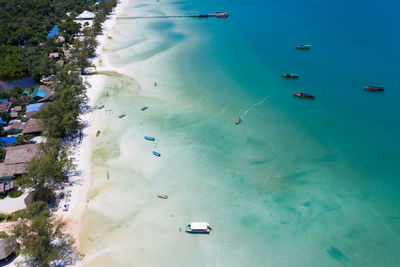 High angle view of cars on beach