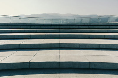 Outdoor viewpoint at sky roof of building with beautiful mountain scenery