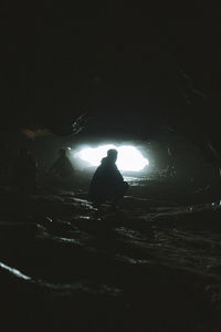 High angle view of people swimming in sea