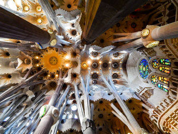 Low angle view of illuminated chandelier