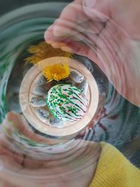Close-up of hand holding glass