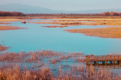 Scenic view of lake against sky