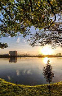 Scenic view of lake against sky