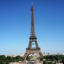 Eiffel tower against clear blue sky