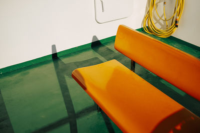 High angle view of empty seats