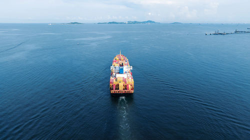 High angle view of sea against sky