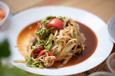 Close-up of salad served in plate