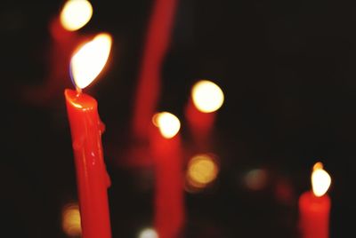 Close-up of illuminated candles