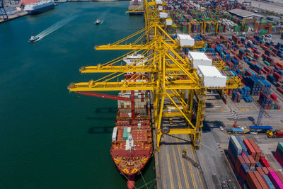 High angle view of commercial dock