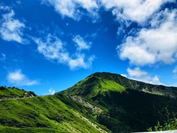 Low angle view of mountain against sky