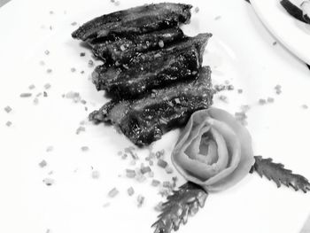 Close-up of dessert in plate on table