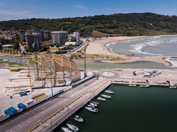 High angle view of bridge over river