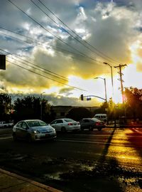 Sunset over road