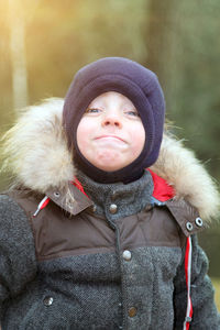 Portrait of baby girl in snow