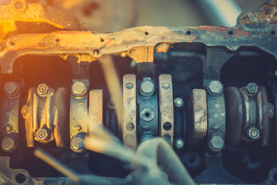 Close-up of rusty machine part