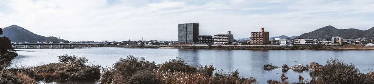 Reflection of buildings in city