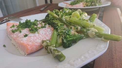 High angle view of food in plate