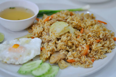 Close-up of breakfast served in plate