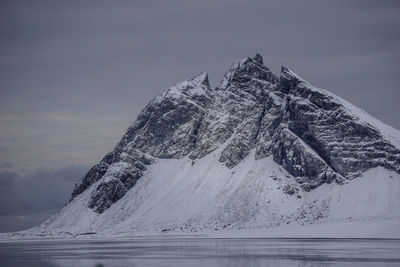 Snow on mountain against sky during winter