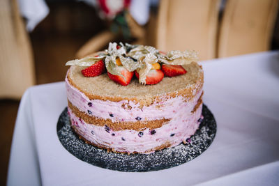 Close-up of cake on table