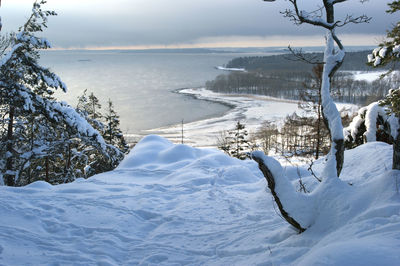 Scenic view of snow covered landscape