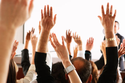 Close-up of people hands
