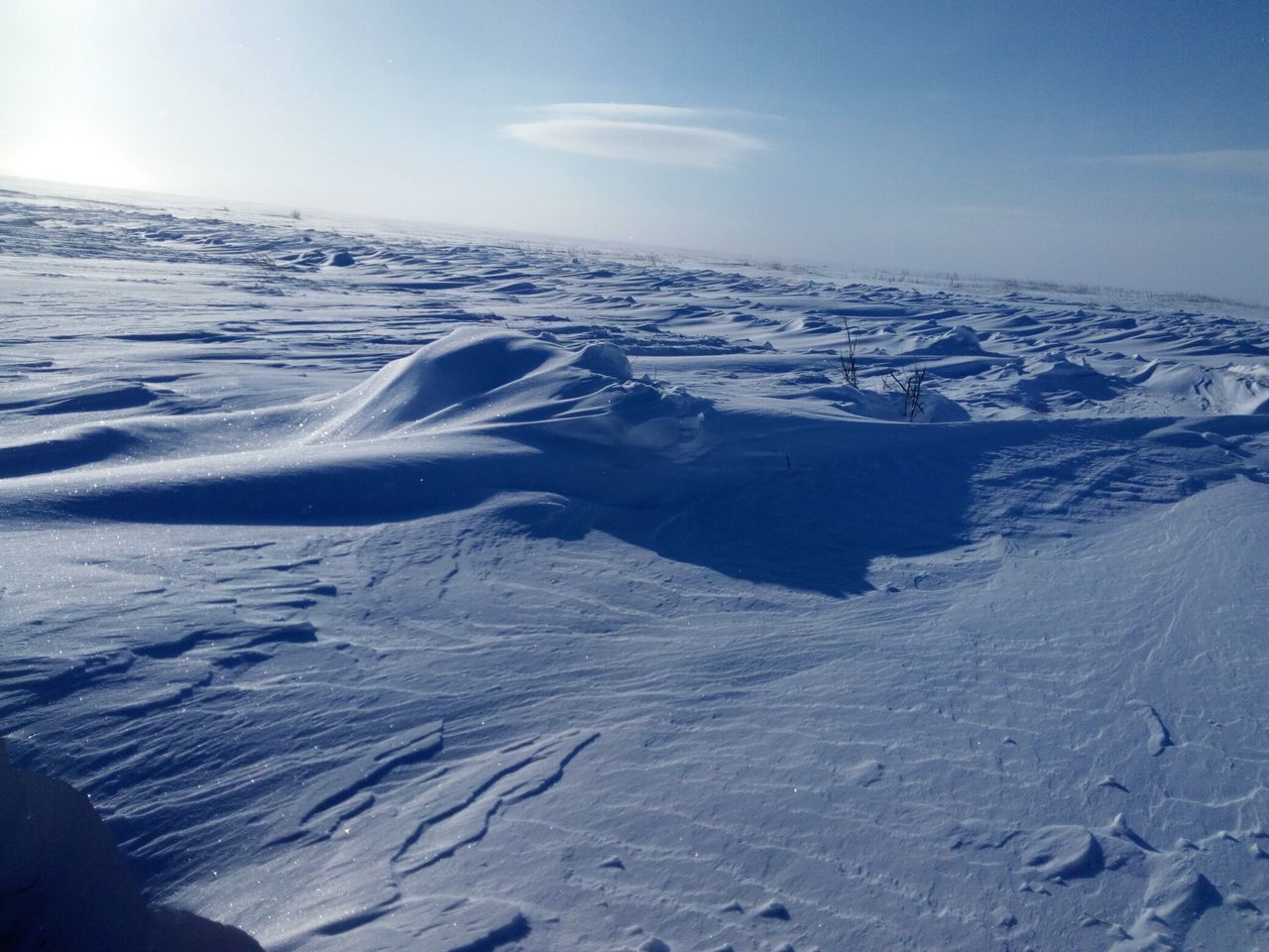 SNOW COVERED LANDSCAPE AGAINST SKY