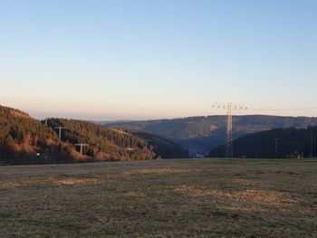 Scenic view of mountains against clear sky