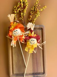 Close-up of toys on wood toy