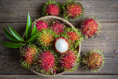 High angle view of fruits on table