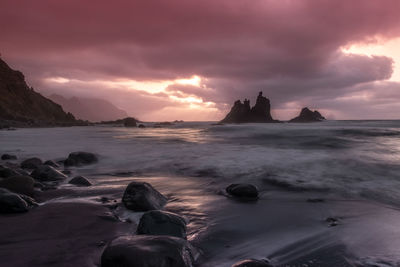 Scenic view of sea against sky during sunset