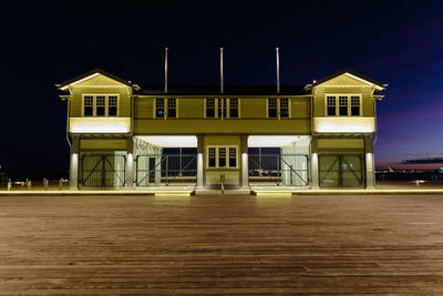 Exterior of building against sky at night