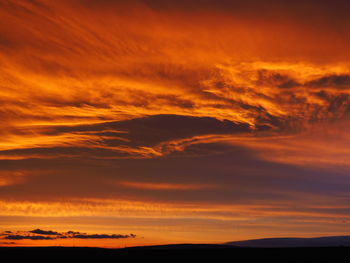 Scenic view of dramatic sky during sunset